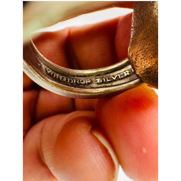 Antique Gerber Baby Winthrop Silver Plated Spoon Artisan Ring Size 9.5 - Picture 5 of 13
